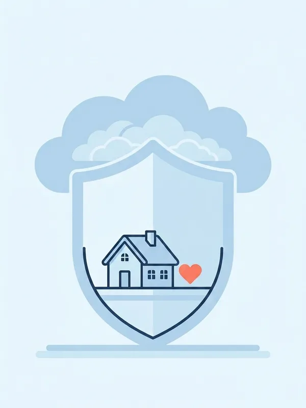 Illustration d'un bouclier protégeant une maison et un cœur